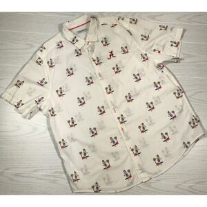 Tommy Bahama Hawaiian Shirt XL White Alabama Crimson Tide Logo 100% Pima Cotton